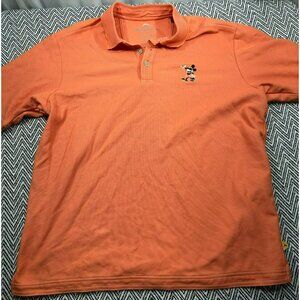 Tommy Bahama Men's Orange Polo Shirt Mickey Mouse Embroidery Medium Cotton Blend